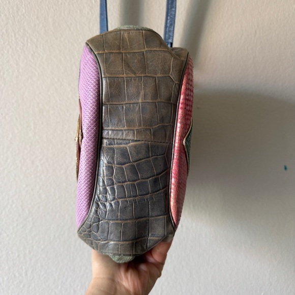 NWT 90s Vibrant Pink and Purple Crossbody Bag with Bohemian Flair patchwork - Picture 8 of 13